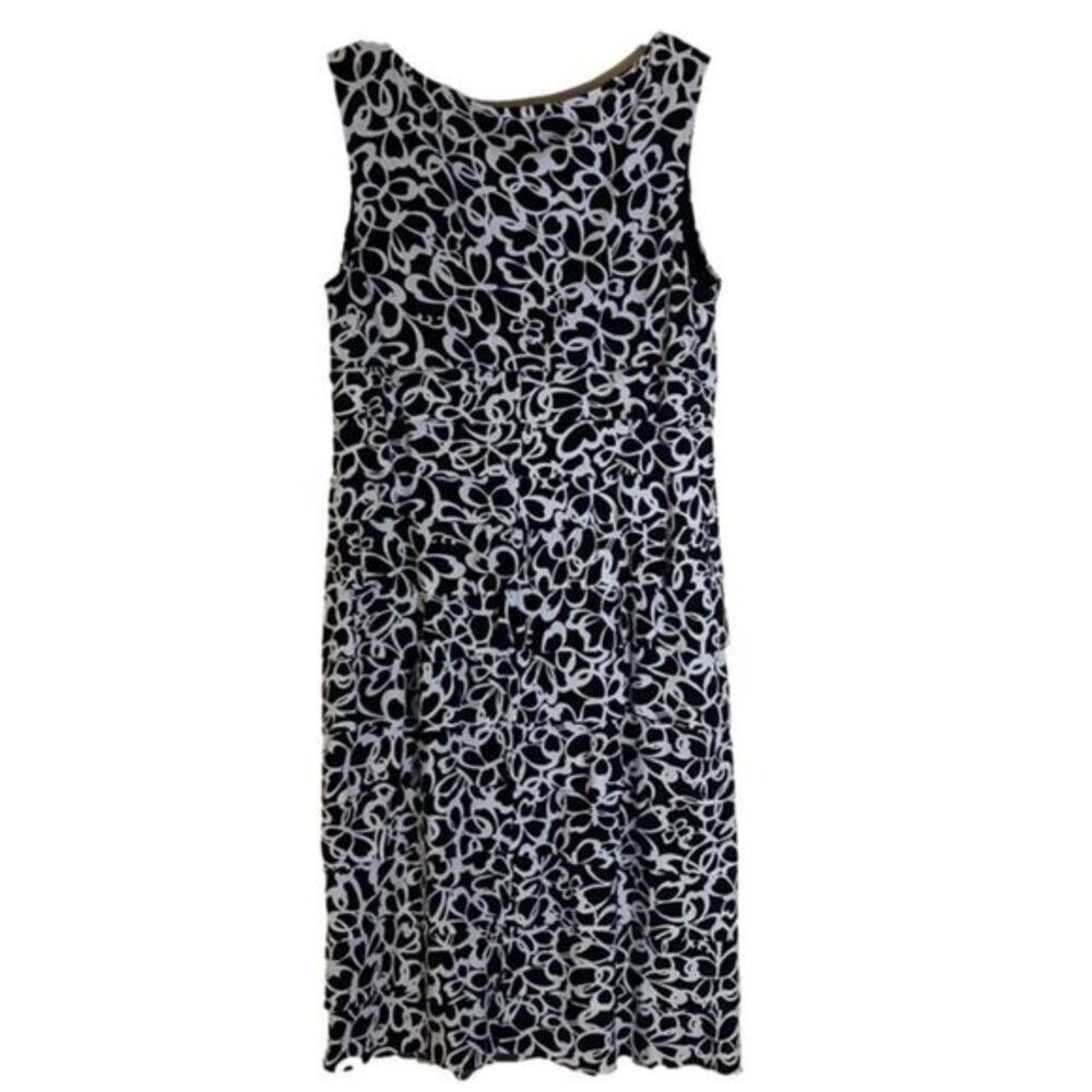 Abstract Print Cocktail Dress Women's Size 8 Black White - Picture 7 of 8